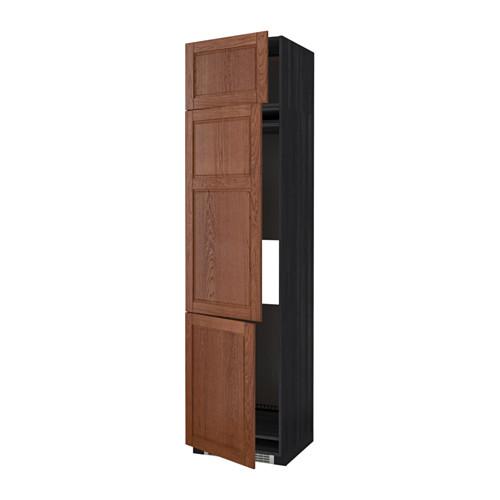 МЕТОД Выс шкаф для хол/мороз с 3 дверями - под дерево черный, Филипстад коричневый, 60x60x240 см