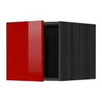 МЕТОД Верхний шкаф - Рингульт глянцевый красный, под дерево черный МЕТОД Верхний шкаф - Рингульт глянцевый красный, под дерево черный