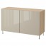 БЕСТО Комбинация для хранения с дверцами - под беленый дуб глянцевый/бежевый