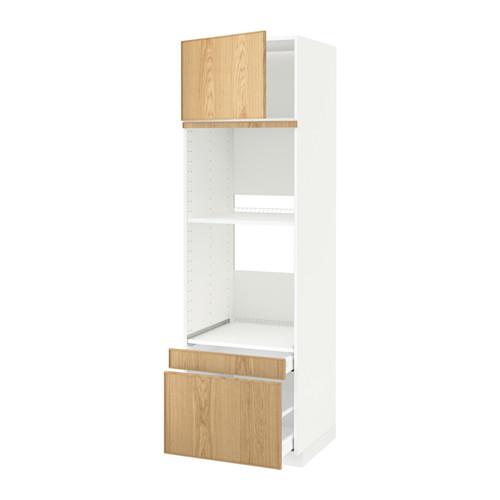 МЕТОД / МАКСИМЕРА Выс шкаф д/дхвк/комб дхвк+двр/2ящ - белый, Экестад дуб, 60x60x200 см МЕТОД / МАКСИМЕРА Выс шкаф д/дхвк/комб дхвк+двр/2ящ - белый, Экестад дуб, 60x60x200 см