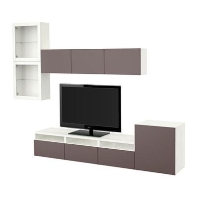 БЕСТО Шкаф для ТВ, комбин/стеклян дверцы - белый/Вальвикен темно-коричневый, прозрачное стекло, направляющие ящика,нажимные БЕСТО Шкаф для ТВ, комбин/стеклян дверцы - белый/Вальвикен темно-коричневый, прозрачное стекло, направляющие ящика,нажимные