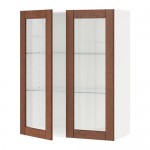 МЕТОД Навесной шкаф с полками/2 стекл дв - белый, Филипстад коричневый, 80x100 см