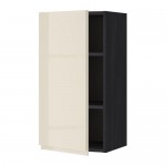 METOD шкаф навесной с полкой черный/Воксторп глянцевый светло-бежевый 40x80 см