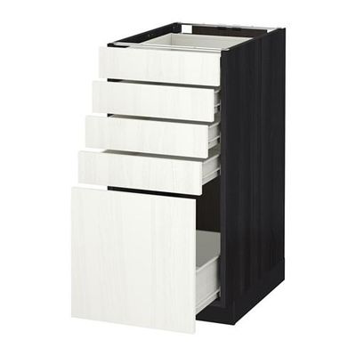 МЕТОД / ФОРВАРА Напольный шкаф с 5 ящиками - 40x60 см, Росдаль белый ясень, под дерево черный