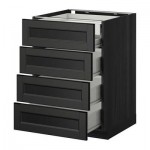 МЕТОД / ФОРВАРА Нплн шк 4фрнт/2нзк/3срд ящ - 60x60 см, Лаксарби черно-коричневый, под дерево черный МЕТОД / ФОРВАРА Нплн шк 4фрнт/2нзк/3срд ящ - 60x60 см, Лаксарби черно-коричневый, под дерево черный