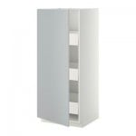 МЕТОД / МАКСИМЕРА Высокий шкаф с ящиками - 60x60x140 см, Веддинге серый, белый