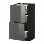 МЕТОД / ФОРВАРА Нплн шк 2фрнт/2низк/2 выс/2срдн ящ - под дерево черный, Рингульт глянцевый серый, 40x37 см МЕТОД / ФОРВАРА Нплн шк 2фрнт/2низк/2 выс/2срдн ящ - под дерево черный, Рингульт глянцевый серый, 40x37 см