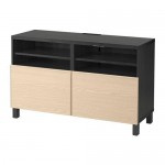 БЕСТО Тумба под ТВ, с дверцами - черно-коричневый/Инвикен ясеневый шпон БЕСТО Тумба под ТВ, с дверцами - черно-коричневый/Инвикен ясеневый шпон