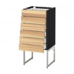 МЕТОД / МАКСИМЕРА Напольн шкаф 6фронт пнл/6 низ ящ - под дерево черный, Торхэмн естественный ясень, 40x37x60 см