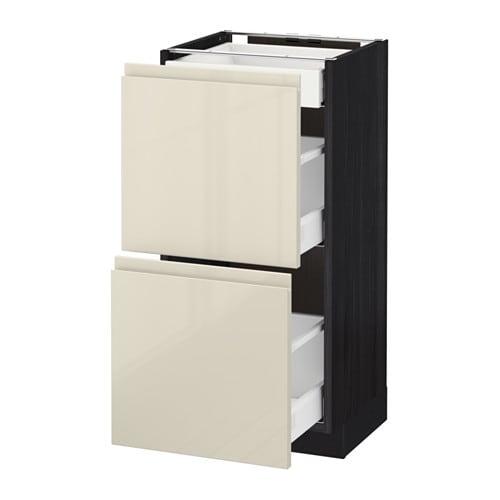МЕТОД / МАКСИМЕРА Напольный шкаф/2фасада/3ящика - под дерево черный, Воксторп глянцевый светло-бежевый, 40x37 см МЕТОД / МАКСИМЕРА Напольный шкаф/2фасада/3ящика - под дерево черный, Воксторп глянцевый светло-бежевый, 40x37 см