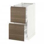 МЕТОД / МАКСИМЕРА Напольн шкаф 2фрнт/2выс ящ - белый, Воксторп под грецкий орех, 40x60 см