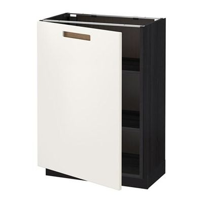 МЕТОД Напольный шкаф с полками - 60x37 см, Мэрста белый, под дерево черный МЕТОД Напольный шкаф с полками - 60x37 см, Мэрста белый, под дерево черный