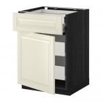 МЕТОД / ФОРВАРА Нплн шк дв/фрнт/2нзк/2срд ящ - под дерево черный, Будбин белый с оттенком, 60x60 см