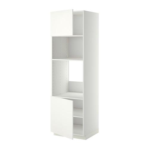 МЕТОД Выс шкаф д/духовки/СВЧ/2 дв/полки - белый, Хэггеби белый, 60x60x200 см