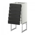 МЕТОД / МАКСИМЕРА Напольн шкаф 6фронт пнл/6 низ ящ - 40x37x60 см, Лаксарби черно-коричневый, белый МЕТОД / МАКСИМЕРА Напольн шкаф 6фронт пнл/6 низ ящ - 40x37x60 см, Лаксарби черно-коричневый, белый