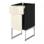 МЕТОД / ФОРВАРА Напольный шкаф с ящиком/дверью - 40x60x60 см, Рингульт глянцевый кремовый, под дерево черный МЕТОД / ФОРВАРА Напольный шкаф с ящиком/дверью - 40x60x60 см, Рингульт глянцевый кремовый, под дерево черный