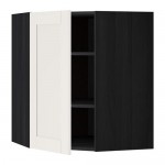 METOD угловой навесной шкаф с полками черный/Сэведаль белый 68x80 см