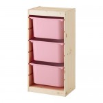 ТРУФАСТ Комбинация д/хранения+контейнерами - светлая беленая сосна/розовый