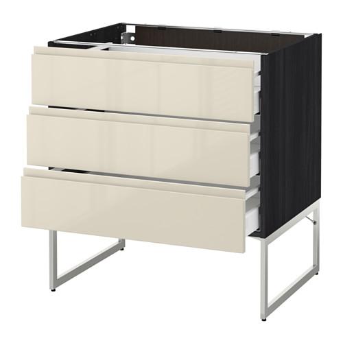 МЕТОД / МАКСИМЕРА Нплн шк 3 фрнт/3 средн ящика - под дерево черный, Воксторп глянцевый светло-бежевый, 80x60x60 см МЕТОД / МАКСИМЕРА Нплн шк 3 фрнт/3 средн ящика - под дерево черный, Воксторп глянцевый светло-бежевый, 80x60x60 см