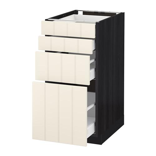 МЕТОД / МАКСИМЕРА Напольн шкаф 4 фронт панели/4 ящика - под дерево черный, Хитарп белый с оттенком, 40x60 см МЕТОД / МАКСИМЕРА Напольн шкаф 4 фронт панели/4 ящика - под дерево черный, Хитарп белый с оттенком, 40x60 см