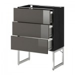 МЕТОД / ФОРВАРА Нплн шк 3 фрнт/3 средн ящика - 60x37x60 см, Рингульт глянцевый серый, под дерево черный МЕТОД / ФОРВАРА Нплн шк 3 фрнт/3 средн ящика - 60x37x60 см, Рингульт глянцевый серый, под дерево черный