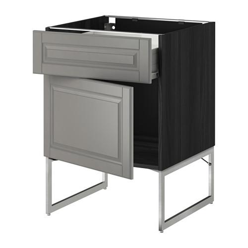 МЕТОД / ФОРВАРА Напольный шкаф с ящиком/дверью - 60x60x60 см, Будбин серый, под дерево черный