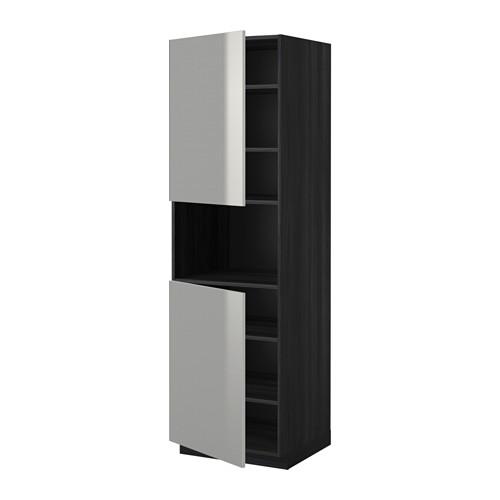 МЕТОД Выс шкаф д/СВЧ/2 дверцы/полки - под дерево черный, Гревста нержавеющ сталь, 60x60x200 см МЕТОД Выс шкаф д/СВЧ/2 дверцы/полки - под дерево черный, Гревста нержавеющ сталь, 60x60x200 см