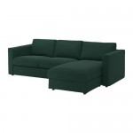ВИМЛЕ 3-местный диван - с козеткой/Гуннаред темно-зеленый