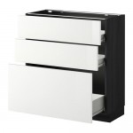 МЕТОД / ФОРВАРА Напольн шкаф 3фрнт пнл/2низк/1ср ящ - под дерево черный, Рингульт глянцевый белый, 80x37 см