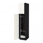 МЕТОД Выс шк с отд д/акс д/убрк - под дерево черный, Веддинге белый, 40x60x200 см