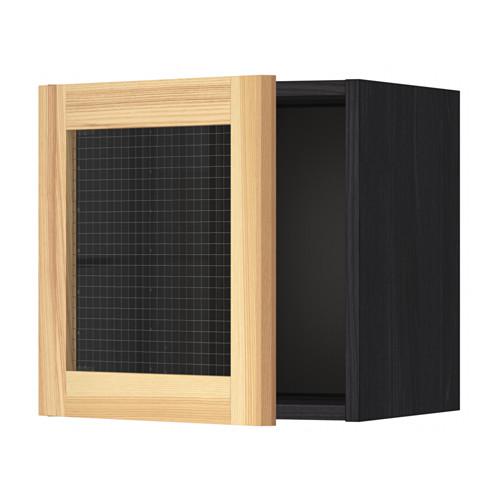 МЕТОД Навесной шкаф со стеклянной дверью - под дерево черный, Торхэмн естественный ясень МЕТОД Навесной шкаф со стеклянной дверью - под дерево черный, Торхэмн естественный ясень