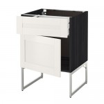 МЕТОД / МАКСИМЕРА Напольный шкаф с ящиком/дверью - под дерево черный, Сэведаль белый, 60x60x60 см МЕТОД / МАКСИМЕРА Напольный шкаф с ящиком/дверью - под дерево черный, Сэведаль белый, 60x60x60 см