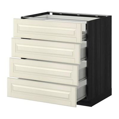 МЕТОД / ФОРВАРА Нплн шк 4фрнт/2нзк/3срд ящ - 80x60 см, Будбин белый с оттенком, под дерево черный