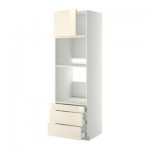 МЕТОД / МАКСИМЕРА Выс шкаф д/дхвк/комб дхвк+двр/3ящ - 60x60x200 см, Рингульт глянцевый кремовый, белый