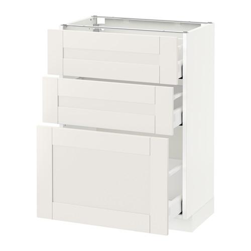 МЕТОД / МАКСИМЕРА Напольный шкаф с 3 ящиками - белый, Сэведаль белый, 60x37 см