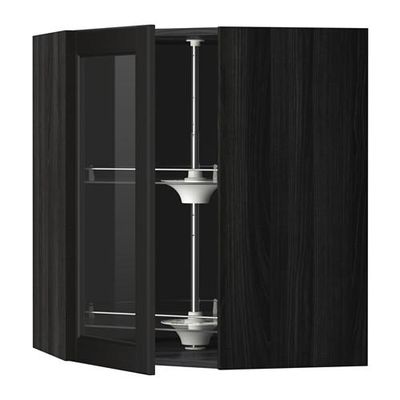 МЕТОД Углов навесн шк с врщ скц/сткл дв - 68x80 см, Лаксарби черно-коричневый, под дерево черный МЕТОД Углов навесн шк с врщ скц/сткл дв - 68x80 см, Лаксарби черно-коричневый, под дерево черный