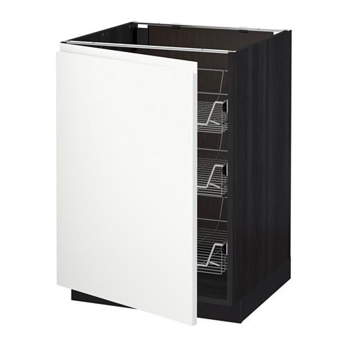 МЕТОД Напольный шкаф с проволочн ящиками - под дерево черный, Воксторп белый, 60x60 см МЕТОД Напольный шкаф с проволочн ящиками - под дерево черный, Воксторп белый, 60x60 см