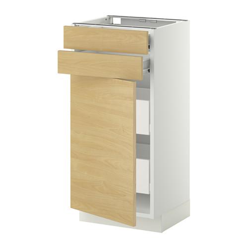 МЕТОД / ФОРВАРА Нплн шк двр/2фрнт/2нзк/2срд ящ - белый, Тингсрид под березу, 40x37 см