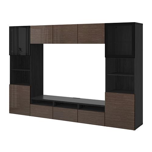 BESTÅ шкаф для ТВ, комбин/стеклян дверцы