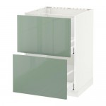 МЕТОД / МАКСИМЕРА Напольн шк п-мойку+2фрнт пнл/2 ящ - белый, Калларп глянцевый светло-зеленый, 60x60 см