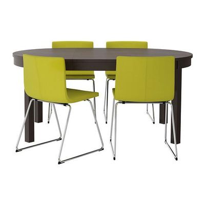 БЬЮРСТА/БЕРНГАРД Стол и 4 стула - хромированный/Кават зелено-желтый, 115 см БЬЮРСТА/БЕРНГАРД Стол и 4 стула - хромированный/Кават зелено-желтый, 115 см
