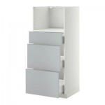 МЕТОД / ФОРВАРА Высокий шкаф д/СВЧ с 3 ящиками - Веддинге серый, белый МЕТОД / ФОРВАРА Высокий шкаф д/СВЧ с 3 ящиками - Веддинге серый, белый