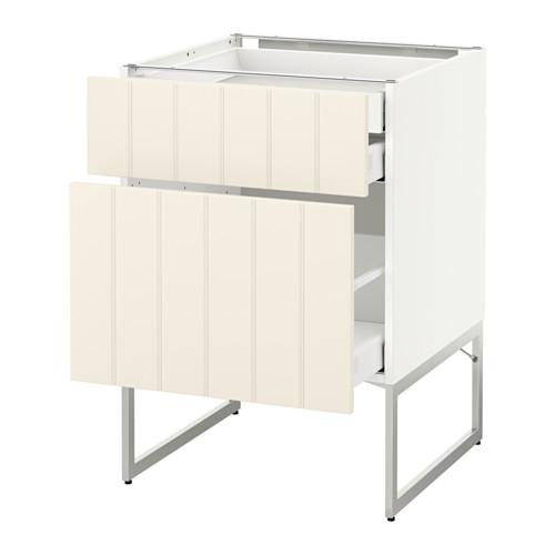 МЕТОД / МАКСИМЕРА Напольн шкаф 2фронт пнл/2низ/1вс ящ - белый, Хитарп белый с оттенком, 60x60x60 см
