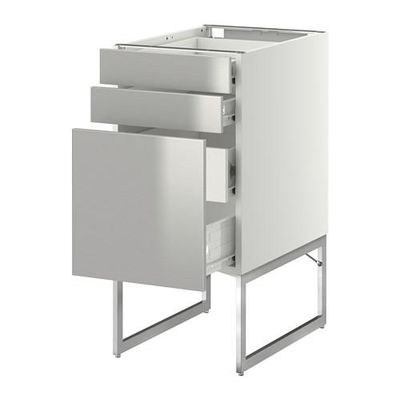 МЕТОД / ФОРВАРА Напольн шкаф 3фронт пнл/2низ/2ср ящ - 40x60x60 см, Гревста нержавеющ сталь, белый МЕТОД / ФОРВАРА Напольн шкаф 3фронт пнл/2низ/2ср ящ - 40x60x60 см, Гревста нержавеющ сталь, белый