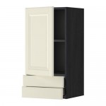 МЕТОД / МАКСИМЕРА Навесной шкаф с дверцей/2 ящика - под дерево черный, Будбин белый с оттенком, 40x80 см