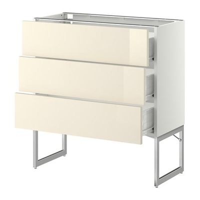МЕТОД / ФОРВАРА Нплн шк 3 фрнт/3 средн ящика - 80x37x60 см, Рингульт глянцевый кремовый, белый МЕТОД / ФОРВАРА Нплн шк 3 фрнт/3 средн ящика - 80x37x60 см, Рингульт глянцевый кремовый, белый