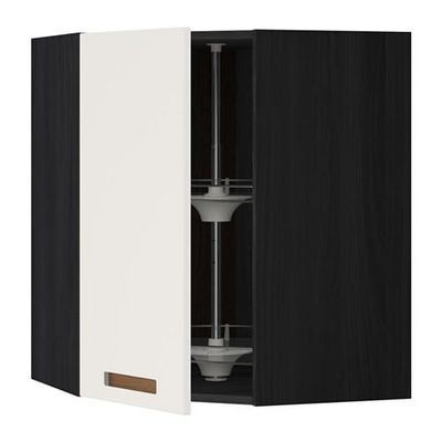 МЕТОД Угл нвсн шкф с вращающ секц - 68x80 см, Мэрста белый, под дерево черный МЕТОД Угл нвсн шкф с вращающ секц - 68x80 см, Мэрста белый, под дерево черный