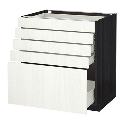МЕТОД / ФОРВАРА Напольный шкаф с 5 ящиками - 80x60 см, Росдаль белый ясень, под дерево черный МЕТОД / ФОРВАРА Напольный шкаф с 5 ящиками - 80x60 см, Росдаль белый ясень, под дерево черный