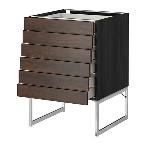 МЕТОД / МАКСИМЕРА Напольн шкаф 6фронт пнл/6 низ ящ - под дерево черный, Эдсерум под дерево коричневый, 60x60x60 см