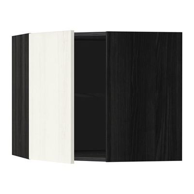 МЕТОД Угловой навесной шкаф с полками - 68x60 см, Росдаль белый ясень, под дерево черный